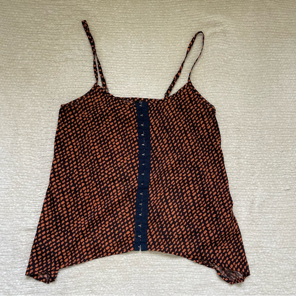 Women's Black and Orange Spaghetti Strap Top